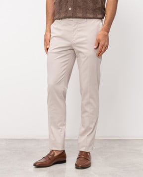 Brunello Cucinelli Бежевые брюки из хлопка M289LI1770