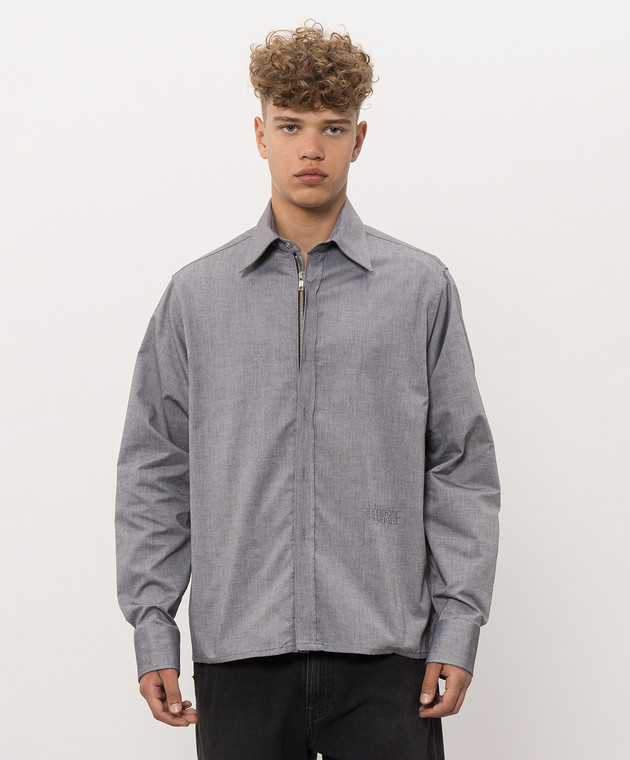 Maison Margiela MM6 Сіра сорочка з вишивкою логотипа SH0DT0049M36015 зображення 3