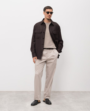 Agnona Коричнева куртка з кашеміру та шовку в стилі сорочки TS11U2YU7049