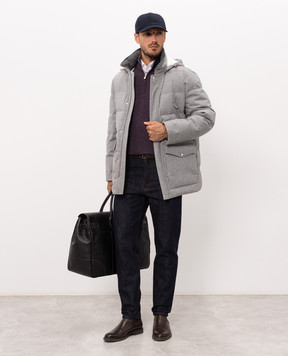 Brunello Cucinelli Сіра пухова куртка з вовни MM4701823