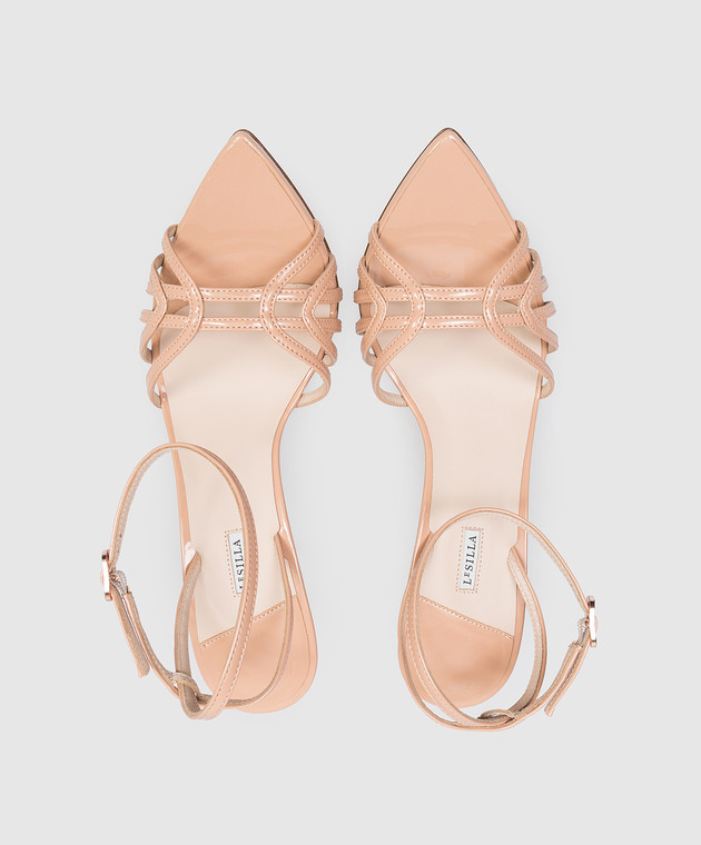 Le Silla Бежеві шкіряні лаковані босоніжки BELLA 6642A080L3PPGSL зображення 4