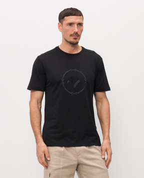 Stefano Ricci Чорна футболка з вишивкою емблеми MNH6105050DJ0011