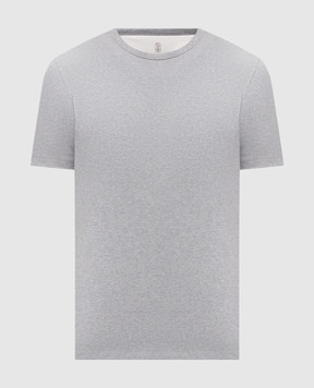 Brunello Cucinelli Серая футболка в рубчик MR8301336