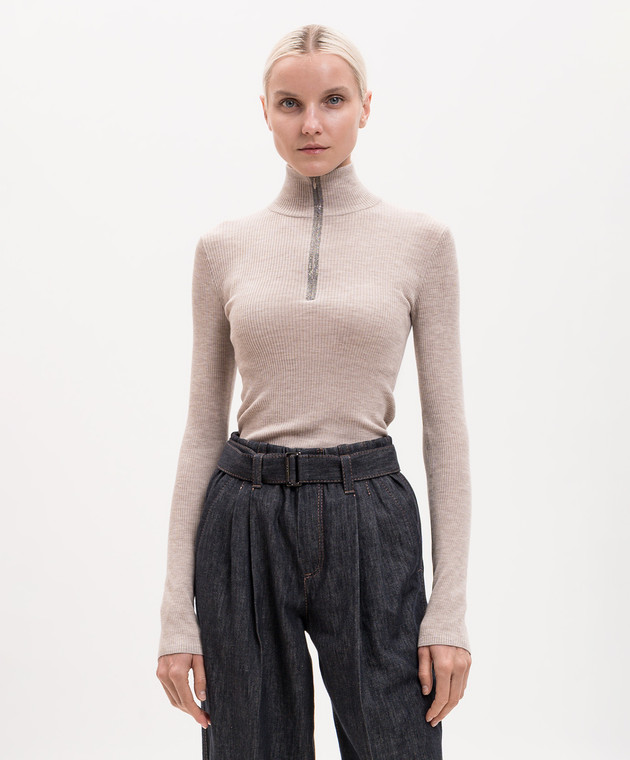 Brunello Cucinelli Бежевый джемпер из шерсти и кашемира M14817604P изображение 3