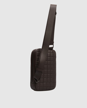 Stefano Ricci Коричнева шкіряна сумка-слінг з емблемою з рутенієвим покриттям ND200GUVD