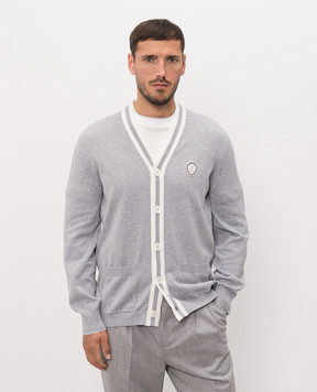 Brunello Cucinelli Сірий меланжевий кардиган з нашивкою емблеми M29203606F