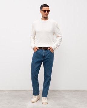 Balmain Белый джемпер из шерсти и льна GH1KD000KI03