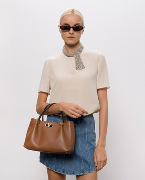 Valentino Коричневая кожаная сумка-тоут с логотипом VLogo 9W2B0T83WLA