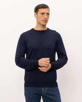 Cashmere&Whiskey Синій джемпер з вовни, шовку та кашеміру 472