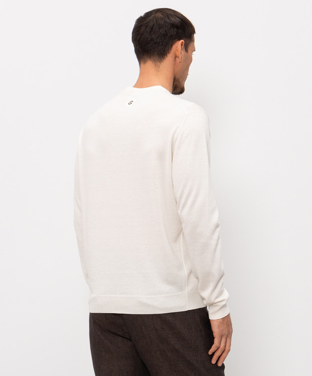 Stefano Ricci Джемпер с шелком и леном цвета айвори K616445G01F26112 изображение 4