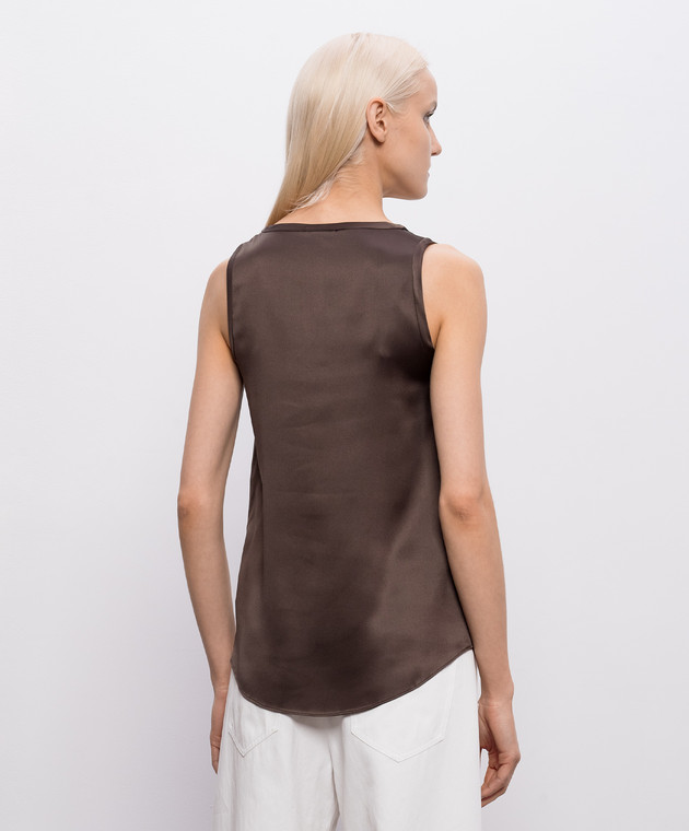 Brunello Cucinelli Коричневый топ из шелка MPC59E0600 изображение 4