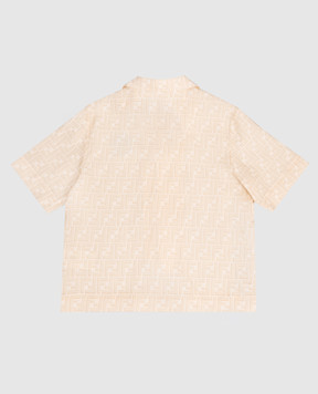 Fendi Детская бежевая рубашка из льна в принт JUC109AY8C46