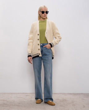 Ami Paris Зеленая футболка с вышивкой эмблемы FTS347724