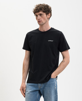 Off-White Чорна футболка з емблемою Metal Arrow 44MAA027S26J001