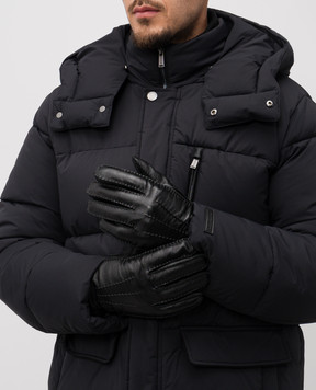 Trussardi Черные кожаные перчатки с эмблемой E302X000003NMG001L40