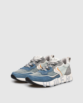 Voile Blanche Сині комбіновані кросівки CLUB01 з вінтажним ефектом 0012017465181C96