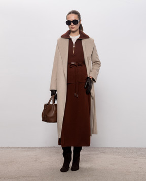 Max Mara Коричневая юбка миди OGGI из кашемира MXMOGGI