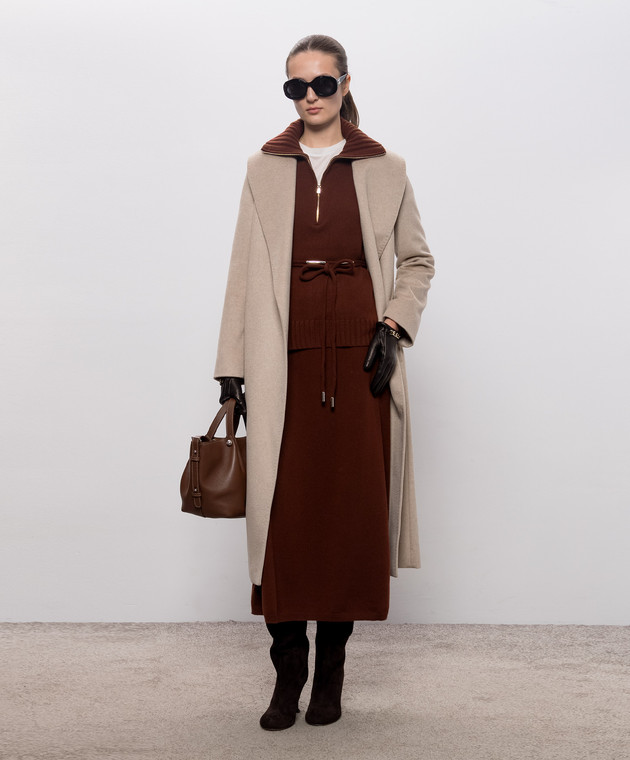 Max Mara Коричневая юбка миди OGGI из кашемира MXMOGGI изображение 2