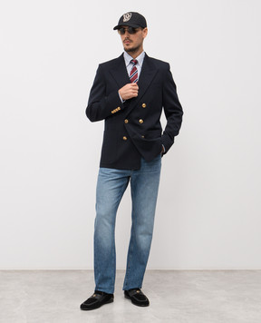 Valentino Синій двобортний піджак з вовни 8V3CEI818JM