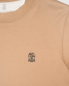 Brunello Cucinelli Детская коричневая футболка из хлопка B0B13T704C