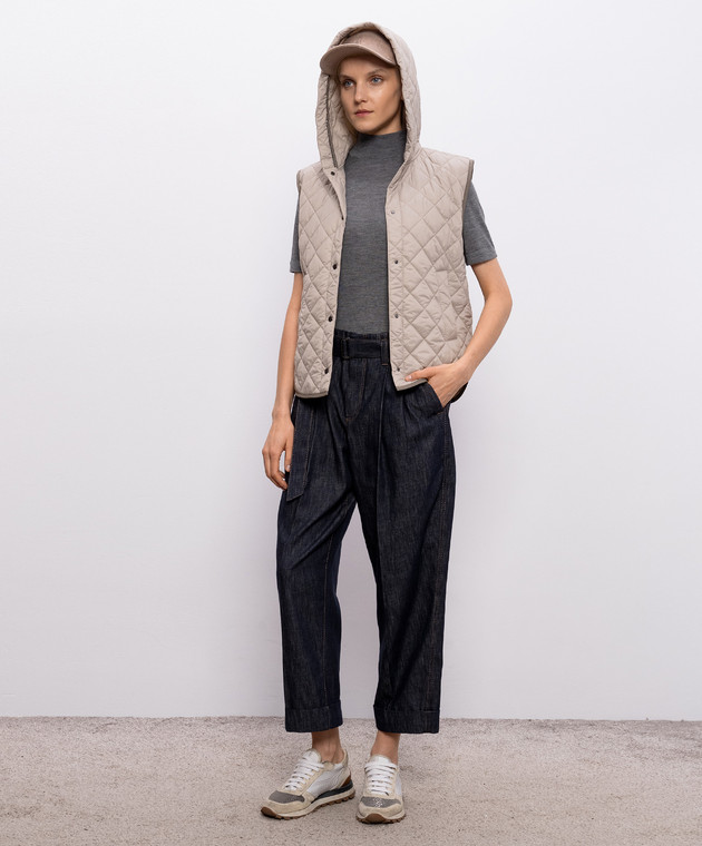 Brunello Cucinelli Серый меланжевый топ из кашемира и шелка M13800004P изображение 2