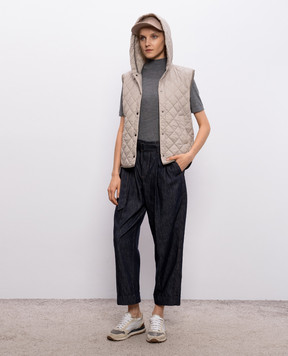 Brunello Cucinelli Сірий меланжевий топ з кашеміру та шовку M13800004P