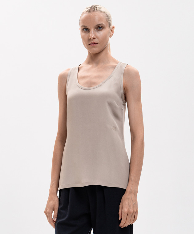 Max Mara Бежевий топ PAVIDO із шовку MXMPAVIDO зображення 2