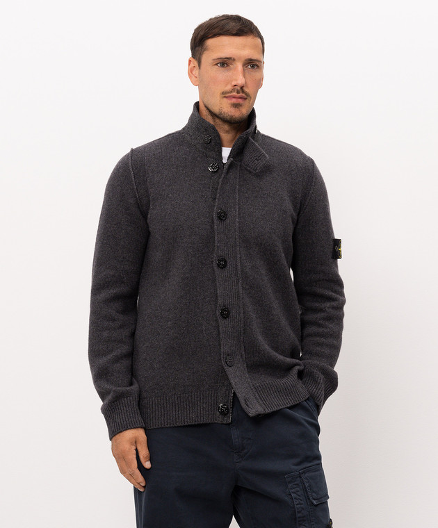 Stone Island Сірий кардиган з вовною L2S155100047S00A3 зображення 3
