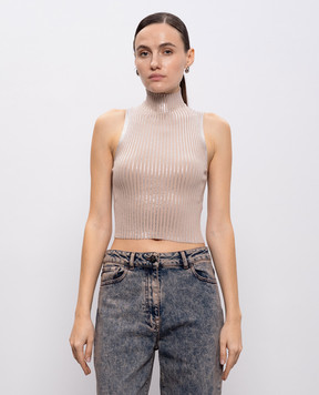 Peserico Бежевий топ в рубчик E99109F1809209