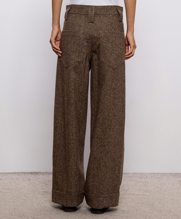 Brunello Cucinelli Коричневі штани з вовною з відворотами MD002P9353 зображення 4