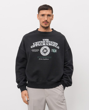 Palm Angels Сірий світшот з принтом Dollar PMBA08JF25FLE002