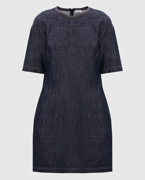 Brunello Cucinelli Синя джинсова сукня міні з ланцюжком моніль MB125AFQ91