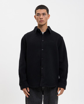 Off-White Чорна куртка в стилі сорочки Quote з кашеміру 44MES01CF5F001