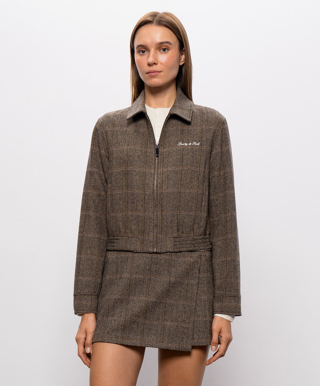Sporty & Rich Коричнева куртка з вовною у візерунок JA08685326BR41 зображення 3