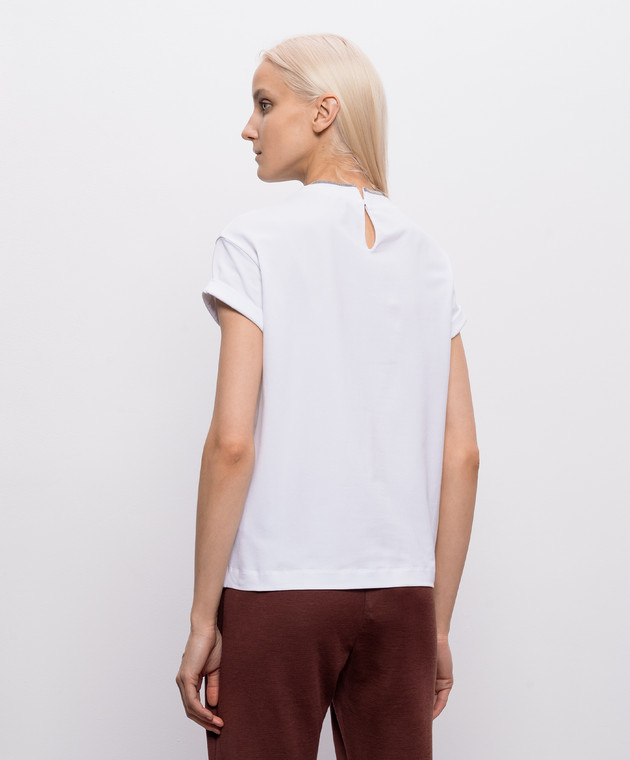 Brunello Cucinelli Белая футболка с эффектом наложения слоев MPT18BD200 изображение 4