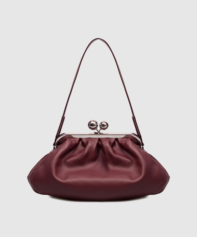 Max Mara Weekend Бордовая кожаная сумка Pasticcino CUBICO