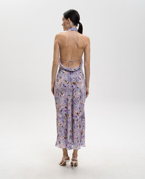 Balmain Фіолетова сукня із шовку з відкритою спиною GF1RO190SF37