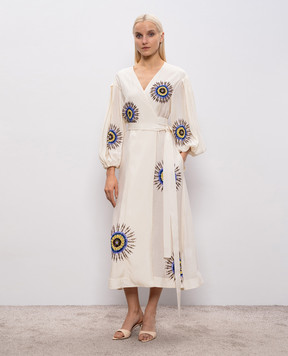 La DoubleJ Біла сукня на хапах з квітковою аплікацією JAC0182COT087THI03