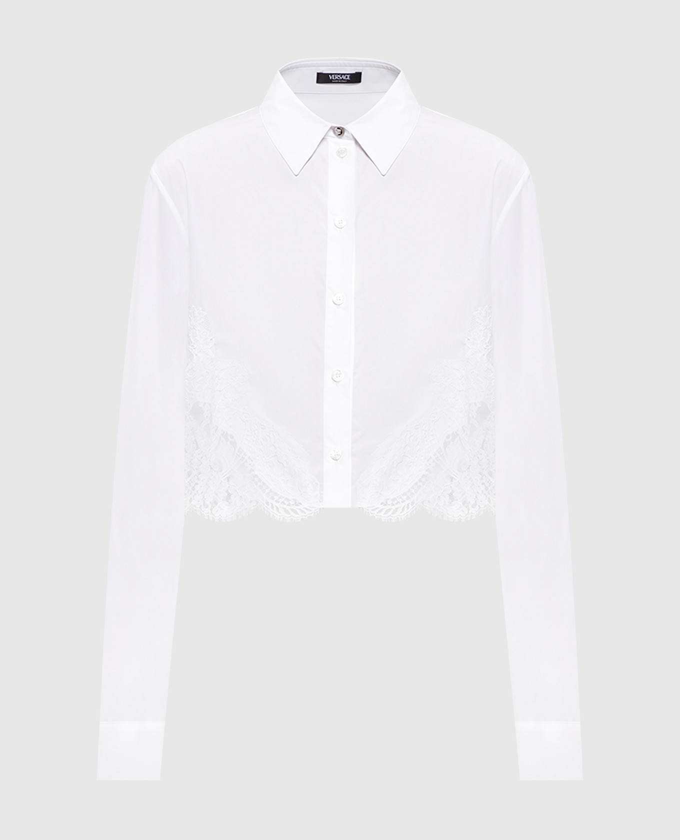 Біла укорочена сорочка з мереживом