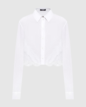 Versace Белая укороченная рубашка с кружевом 10226311A13878