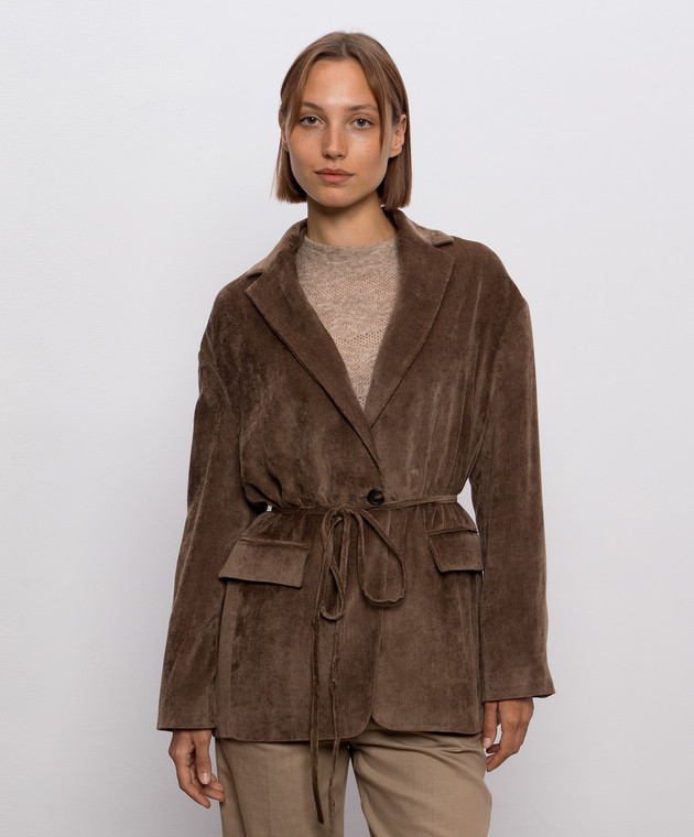 Brunello Cucinelli Коричневый вельветовый жакет MG5477406P изображение 3