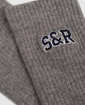 Sporty & Rich Серые утепленные носки с монограммой логотипа AC07764082GY03