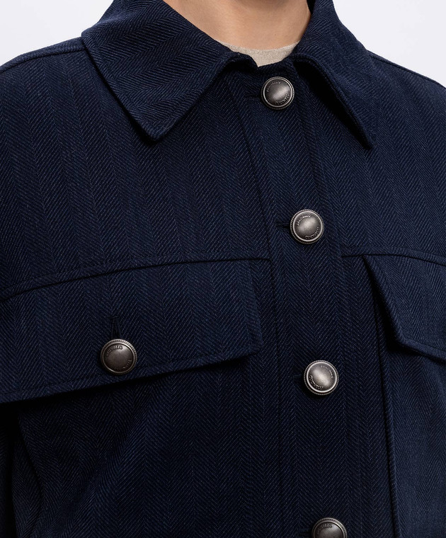 Brunello Cucinelli Синя куртка з вовни у візерунок MB1887597P зображення 5