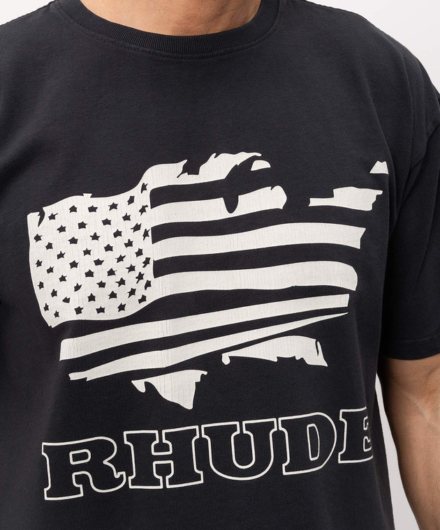 Rhude Черная футболка с принтом RHSS26TT08012 изображение 5