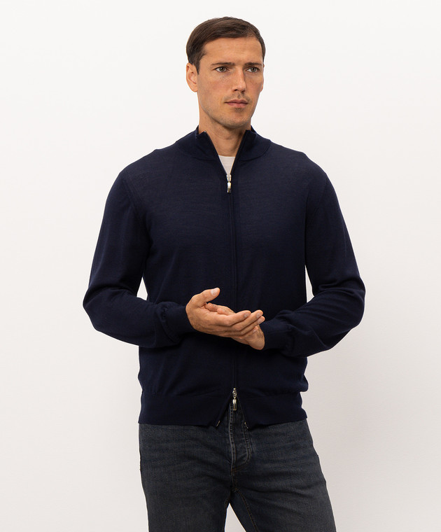 Doriani Cashmere Синій кардиган з вовни, шовку та кашеміру 18033Z79 зображення 3