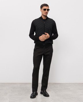 Stefano Ricci Черный кардиган с шелком K818108R31F26174