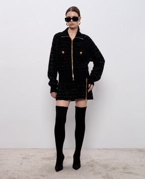 Balmain Чорна твідова спідниця з блискавкою FF0LBB10KJ16