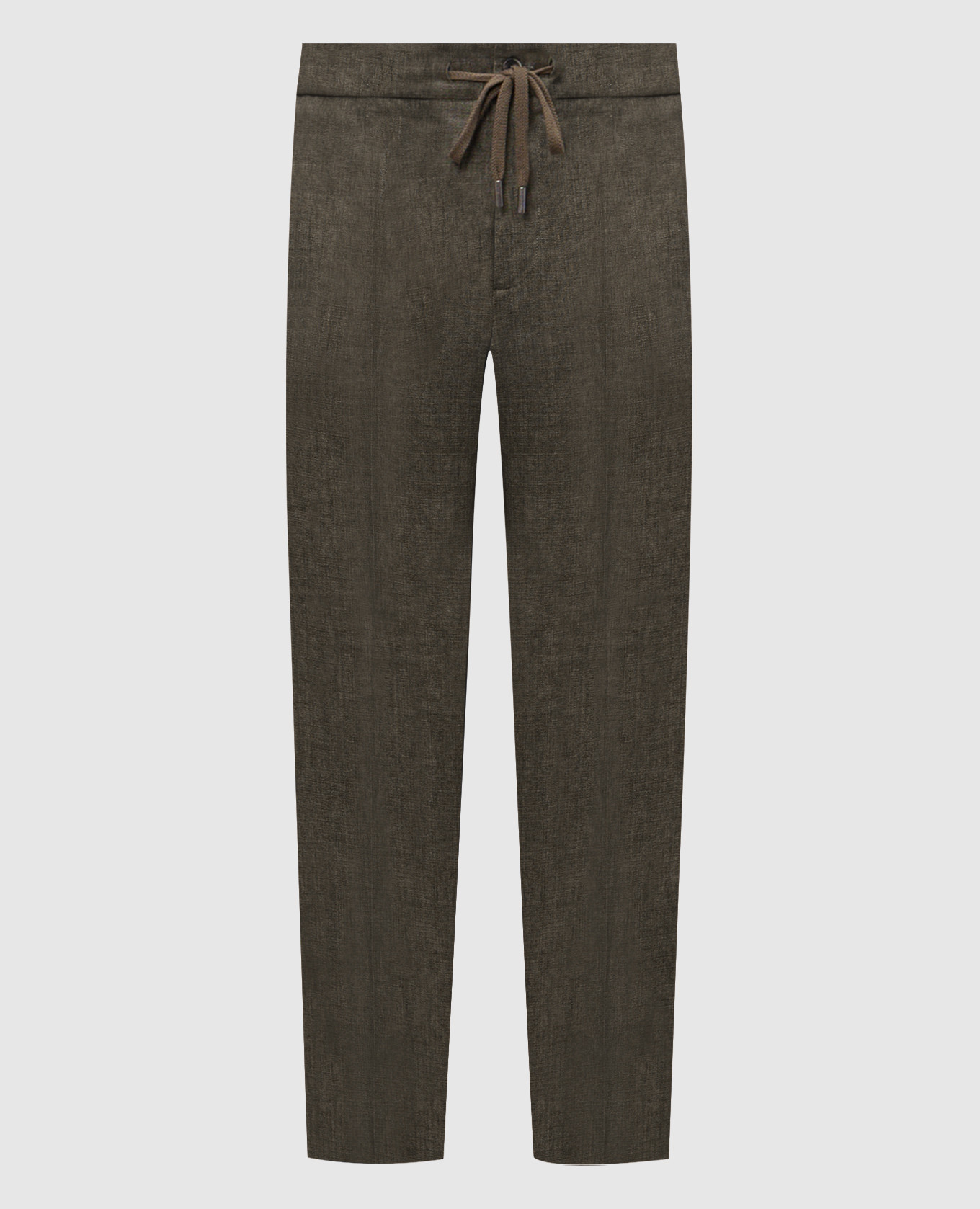 Зеленые брюки из льна