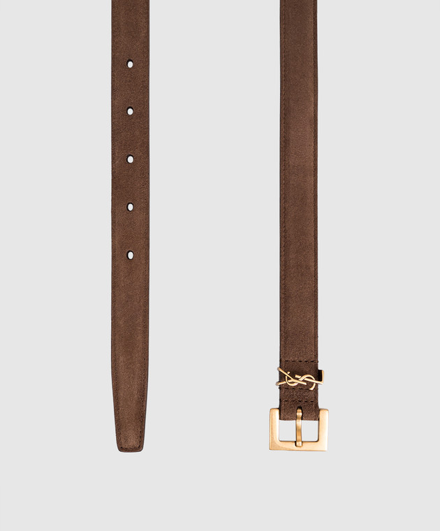 Saint Laurent Коричневый замшевый ремень Cassandre 5544651U80W изображение 3