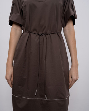 Peserico Коричневый кожаный пояс с цепочкой мониль A32603C0CC791